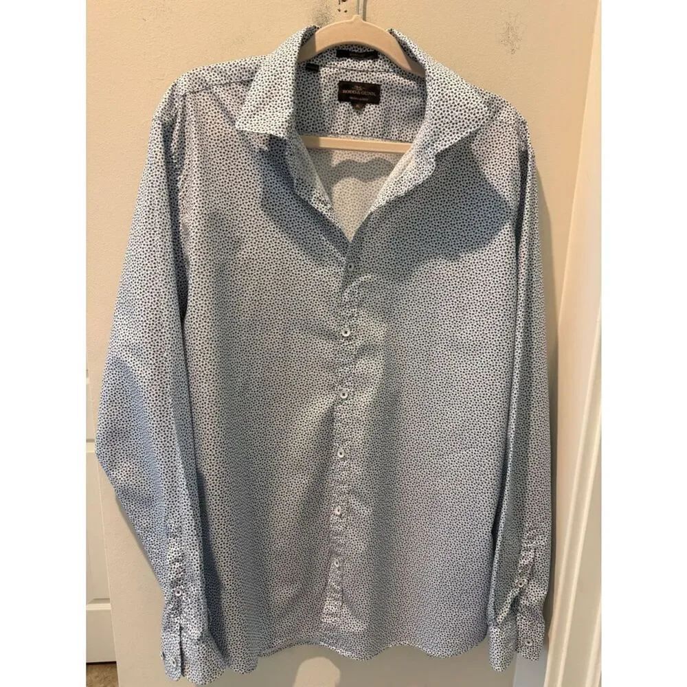 Rodd & Gunn Light Blue Tiny clover print sports fit button down shirt size XL
